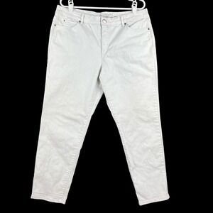 Gloria Vanderbilt Women's White Crop Jeans Size 16 Embellished Stretch Mid Rise